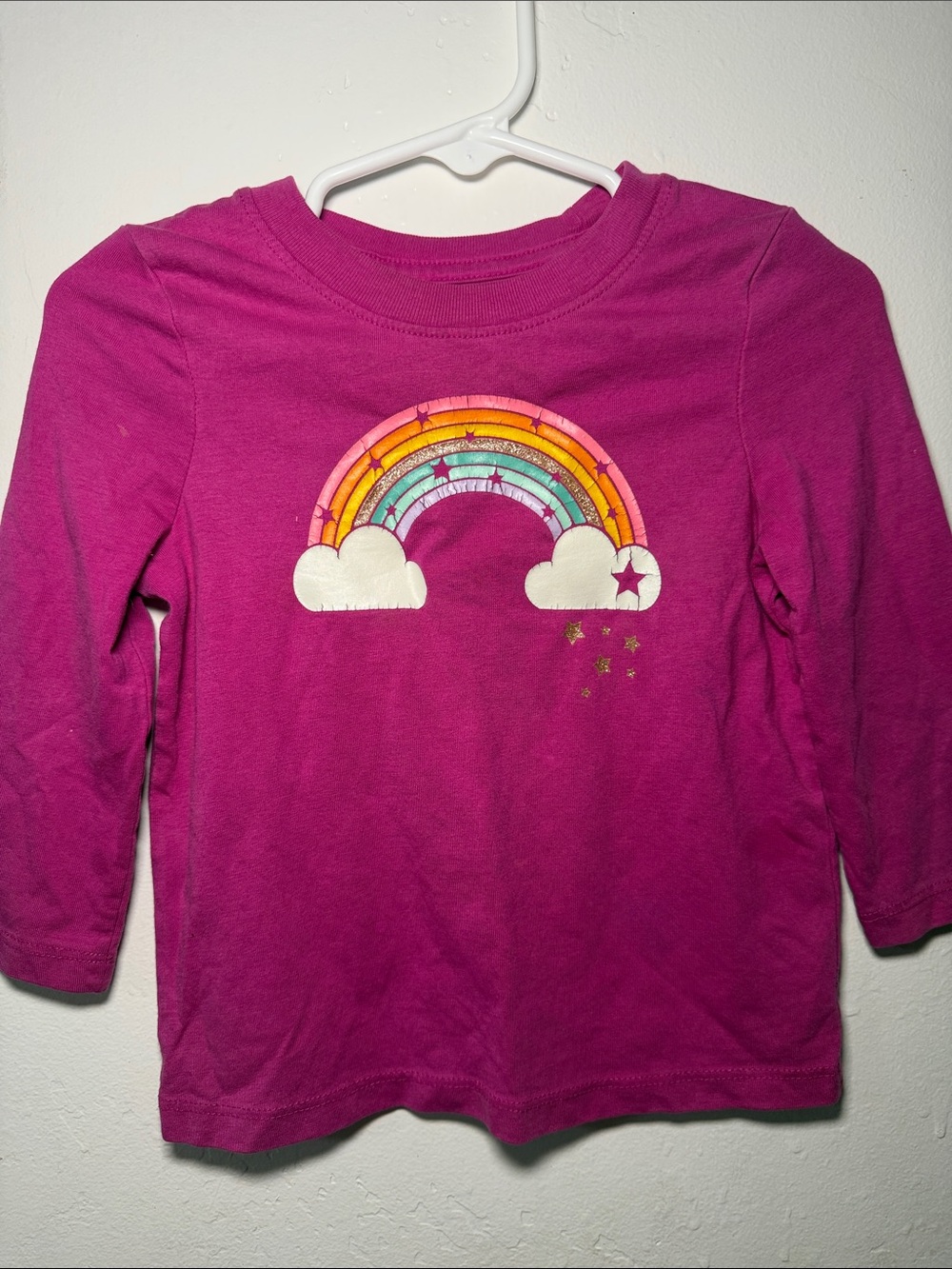 Cat & Jack Magenta Long Sleeve Rainbow Tee